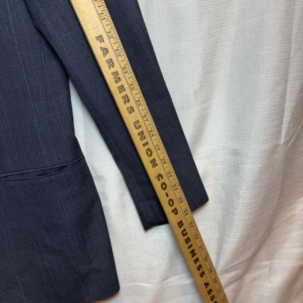 Vintage Bill Blass Suit Jacket Mens 44 Gray Plaid Wool 2 Button Made USA Classic